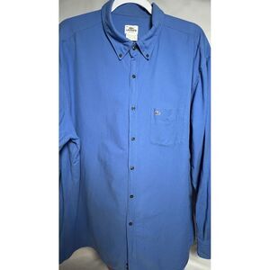 Lacoste Mens 46  (XXL) Long Sleeve Blue Button Up‎ Crocodile Logo Classic